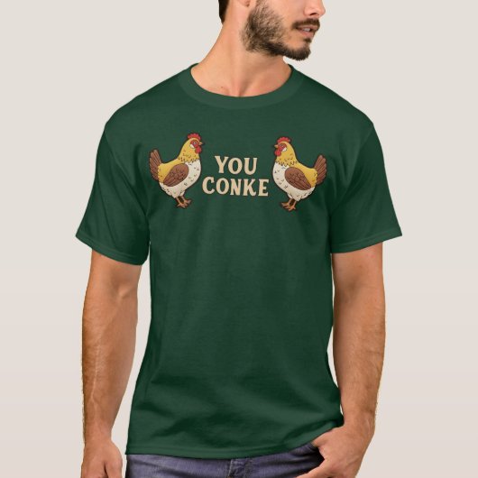 You Conke Chickens family retro Tシャツ (正面)