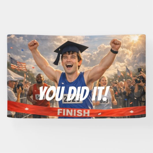You Did It! Finish Line Graduation Customizable  横断幕 (横)