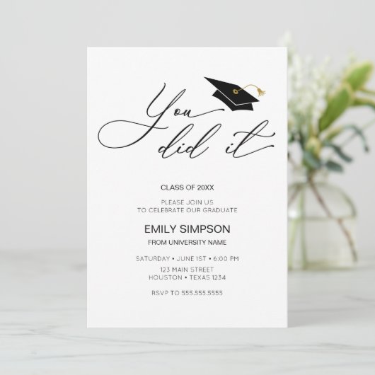 You did it modern Graduation invitation 招待状 (スタンド正面)