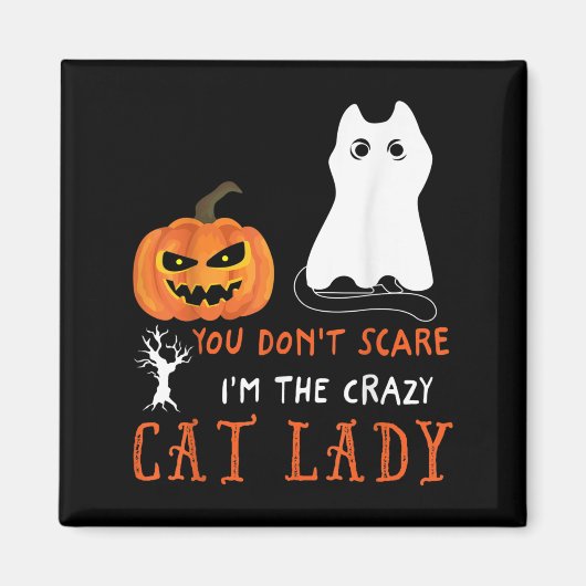 You Don't E Me I'm The Crazy Cat Lady Funny Hallow マグネット (正面)