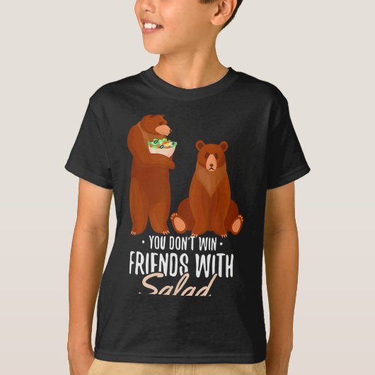 You Dont Win Friends With Salad Funny Vegan Bear S Tシャツ (正面)