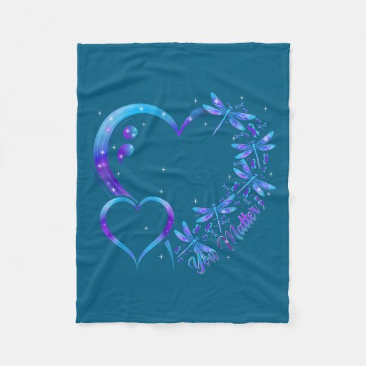 You Dragonfly Suicide Prevention Awareness Men Wom フリースブランケット (正面)