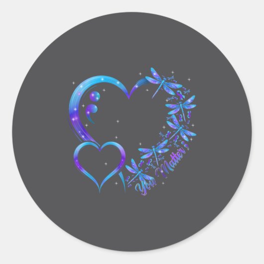 You Dragonfly Suicide Prevention Awareness Men Wom ラウンドシール (正面)