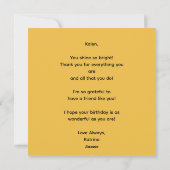 You Feel Like Sunshine Personalized Card シーズンカード (裏面)