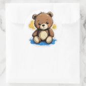 You Forgot Me? – Sad Teddy in the Rain Sticker ラウンドシール (バッグ)