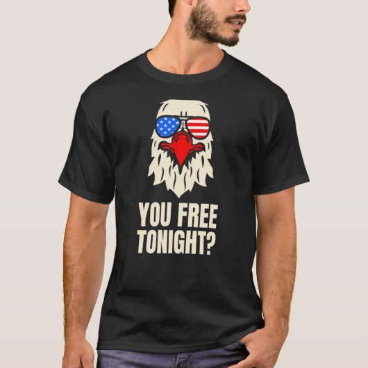You Free Tonight愛国的なアメリカのハゲ・イーグル4th Tシャツ (正面)