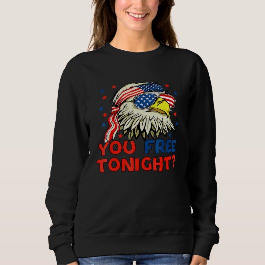 You Free Tonight Bald Eagle Mullet American Flag 4 スウェットシャツ (正面)
