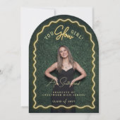 You Glow女の子波黄色ネオン卒業写真 招待状 (正面)