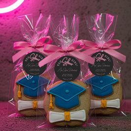 You Glow Girl Grad Pink Neon Script卒業 ラウンドシール