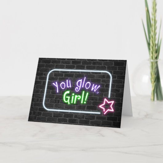 You Glow Girl Sign on Brick Wall カード (正面)