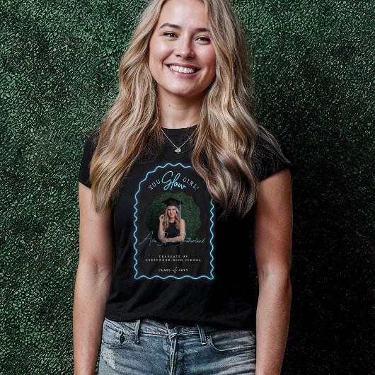 You Glow Girl Wavy Blue Neon卒業写真 トライブレンドＴシャツ