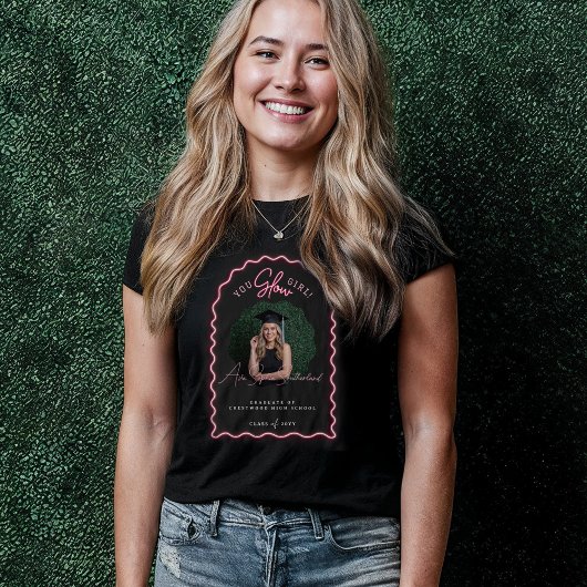 You Glow Girl Wavy Pink Neon卒業写真 トライブレンドTシャツ