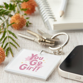 You Go Girl | ピンクのモチベーションチャーム キーホルダー