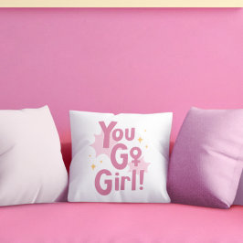 You Go Girl | 励ましのピンクのクッション クッション