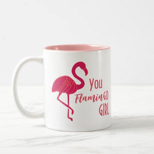 You Go Girl Pink Flamingo ツートーンマグカップ (左)