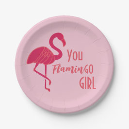 You Go Girl Pink Flamingo ペーパープレート