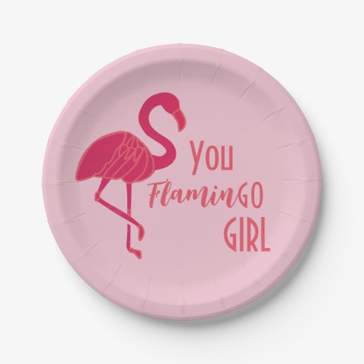 You Go Girl Pink Flamingo ペーパープレート (正面)