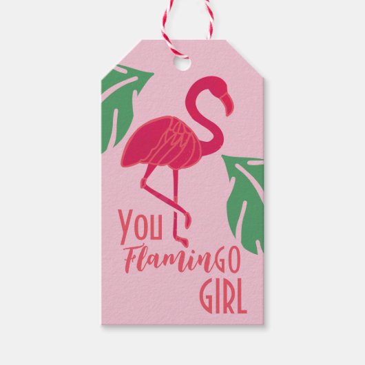 You Go Girl Tropical Pink Flamingo ギフトタグ (正面)