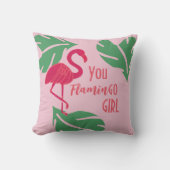 You Go Girl Tropical Pink Flamingo クッション (正面)