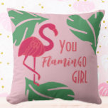 You Go Girl Tropical Pink Flamingo クッション<br><div class="desc">可愛いフレーズ「you flaminGO girl」で、このトロピカルピンクの枕は女の子のベッドルームや子供部屋のためのおもしろいである。</div>