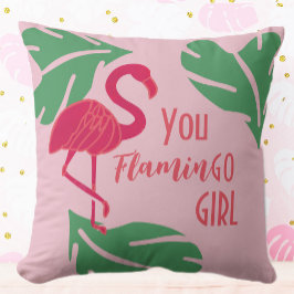 You Go Girl Tropical Pink Flamingo クッション
