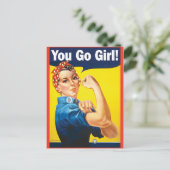 You Go Girl withクラシックRosie the riveter ポストカード (スタンド正面)