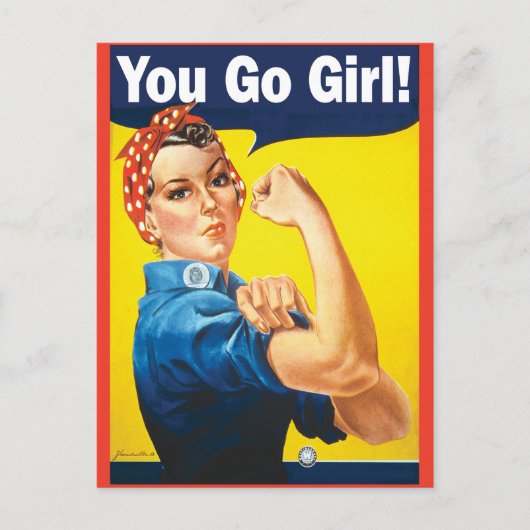 You Go Girl withクラシックRosie the riveter ポストカード (正面)