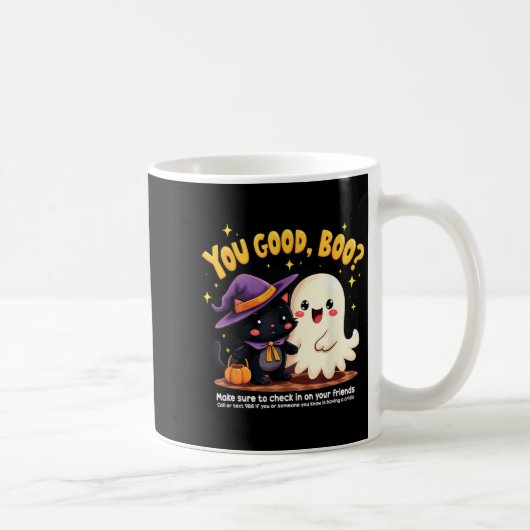 You Good, Boo_ Suicide Prevention Halloween Mental コーヒーマグカップ (右)