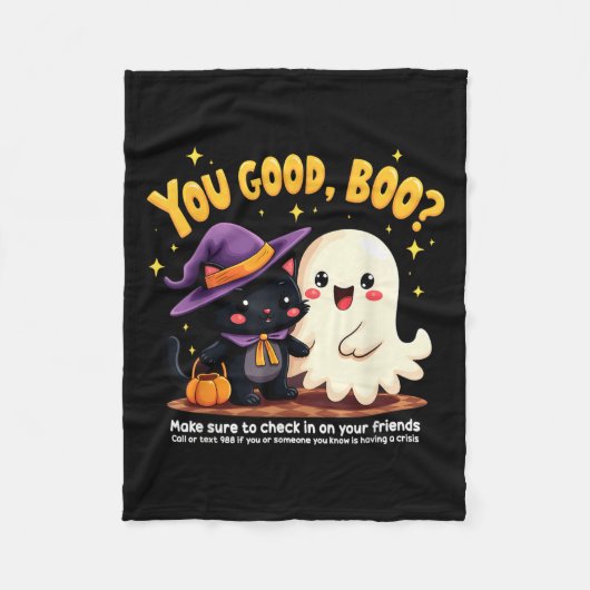 You Good, Boo_ Suicide Prevention Halloween Mental フリースブランケット (正面)