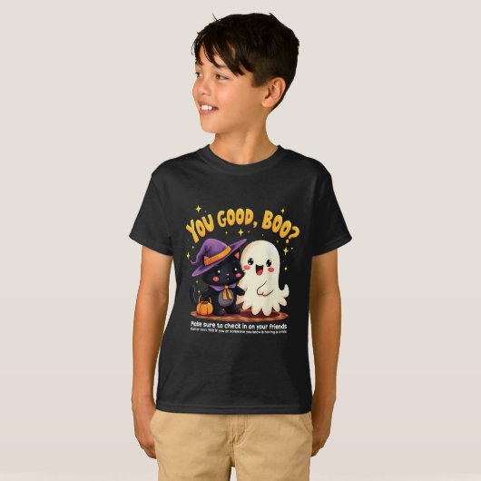 You Good, Boo_ Suicide Prevention Halloween Mental Tシャツ (正面フル)