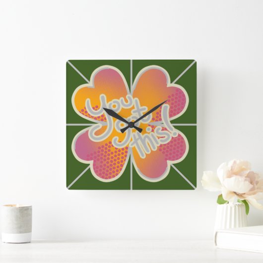 You got this! Clover スクエア壁時計 (ホーム)