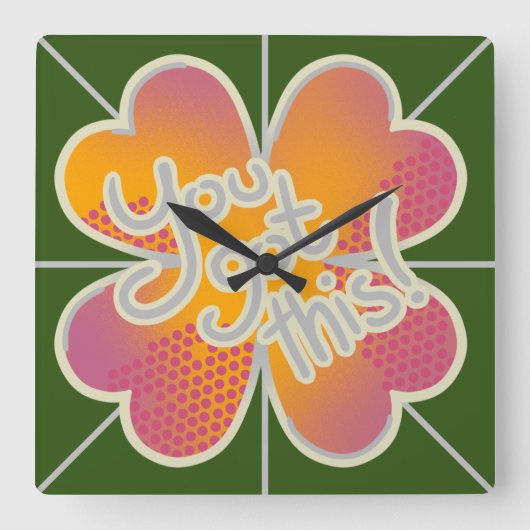You got this! Clover スクエア壁時計 (正面)