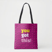 YOU GOT THIS! Fuscia and Black Spiral Tote トートバッグ (正面)
