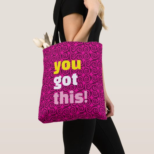 YOU GOT THIS! Fuscia and Black Spiral Tote トートバッグ (クローズアップ)