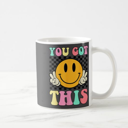 You Got This Retro Smile Motivational Testing Day  コーヒーマグカップ (右)