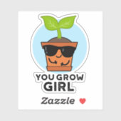 You Grow Girl おもしろい Plant Pun シール (シート)