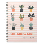 You Grow Girl – かわいいフェミニン植物やる気を起こさせる ノートブック (正面)