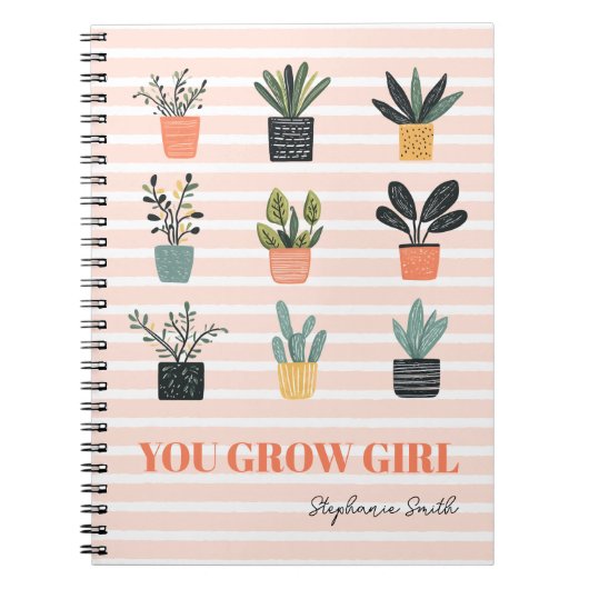 You Grow Girl – かわいいフェミニン植物やる気を起こさせる ノートブック (正面)