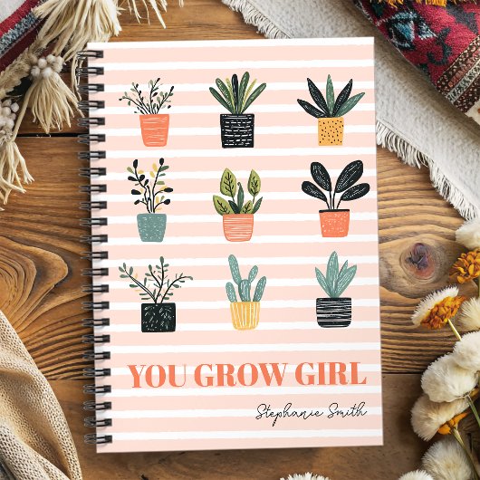 You Grow Girl – かわいいフェミニン植物やる気を起こさせる ノートブック