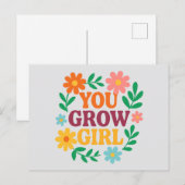 You Grow Girl – 明るいフローラカー感動的ド ポストカード (正面/裏面)