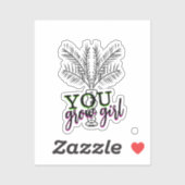 You Grow Girl Hand Drawn Palm Tree Doodle シール (シート)