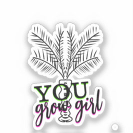 You Grow Girl Hand Drawn Palm Tree Doodle シール