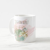 You Grow Girl Plant Lover Pun Succulentsグリッター コーヒーマグカップ (正面左)