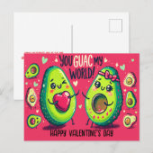 You Guac私の世界アボカドおもしろいバレンタインデー ポストカード (正面/裏面)