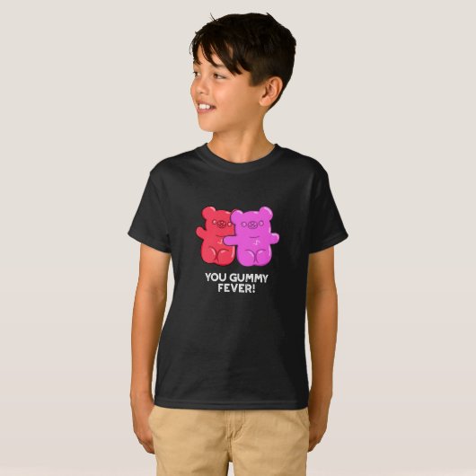 You Gummy Fever おもしろい Candy Pun Dark BG Tシャツ (正面フル)