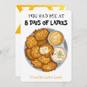 You Had Me at 8 Days of Latkes Funny Hanukkah シーズンカード (正面/裏面)