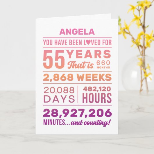 You Have Been Loved 55 Years, Custom Name Birthday カード (黄色い花)