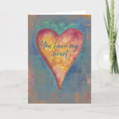You Have My Heart Watercolor Valentine's Day Card カード (正面)