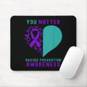 You - Heart &amp; Ribbon Design Suicide Prevention マウスパッド (マウス)