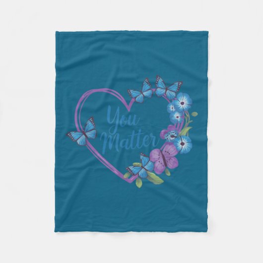 You Heart Suicide Prevention Awareness  フリースブランケット (正面)